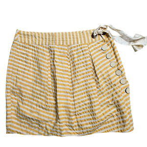Anthropologie Leifsdottir Striped Yellow Skirt Size: 6